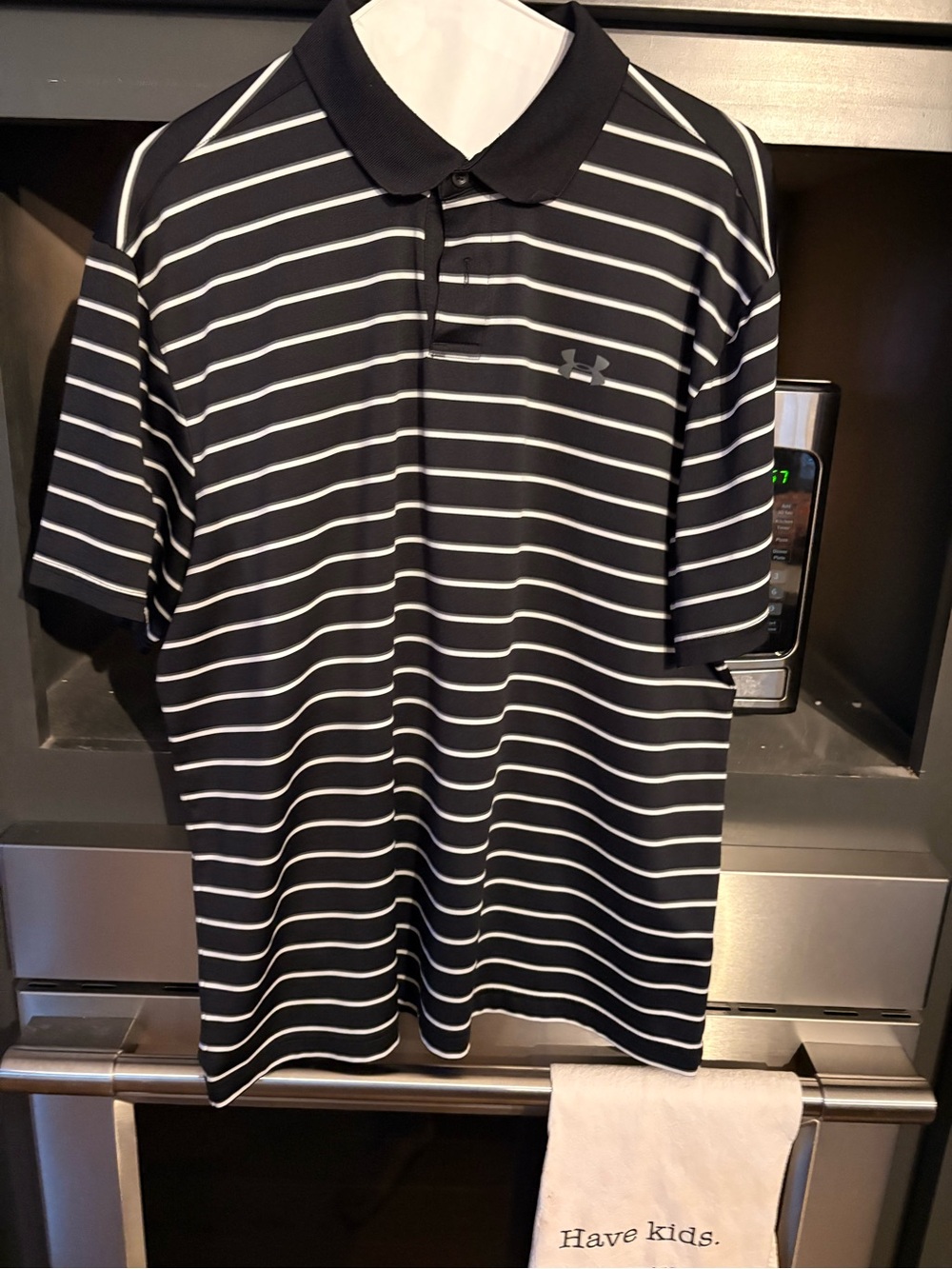Under Armour Black Polo with White Stripes
